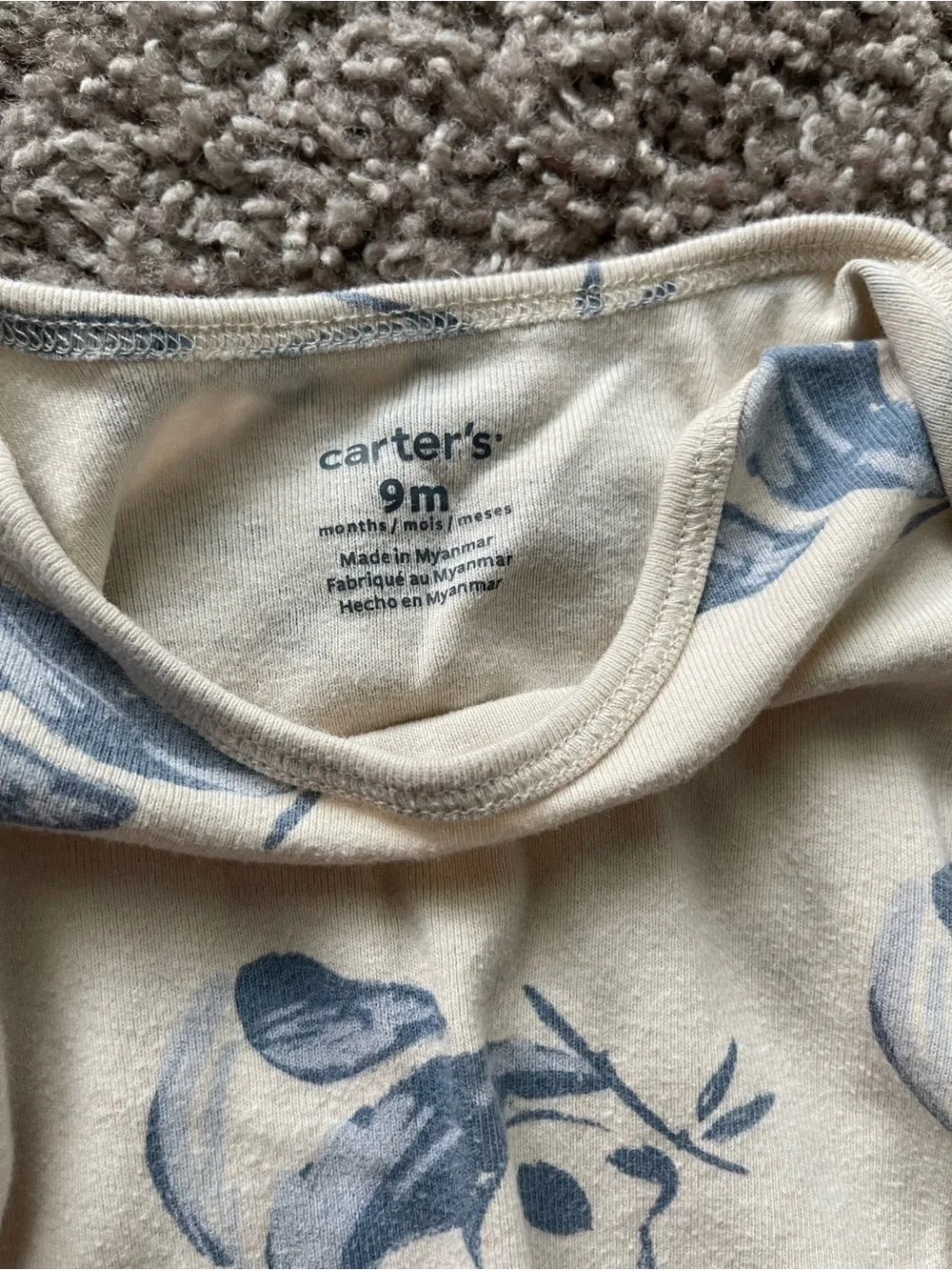 Carter's Blue & Cream Striped Ribbed Baby Bodysuit